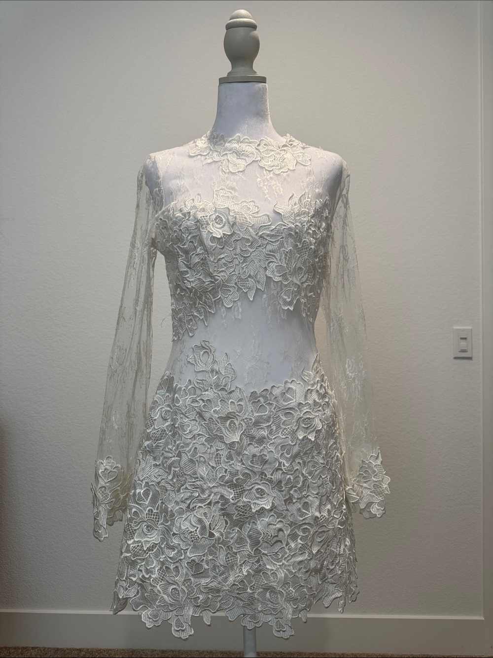 Issue New York White Lace Long-Sleeve Mini Dress